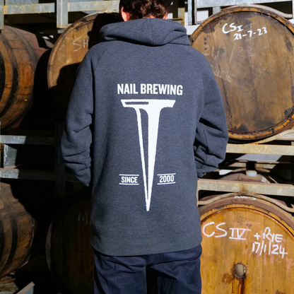 Nail Hoodie Grey - White logo