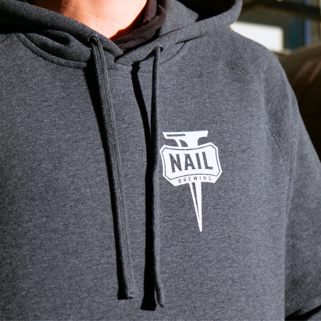 Nail Hoodie Grey - White logo