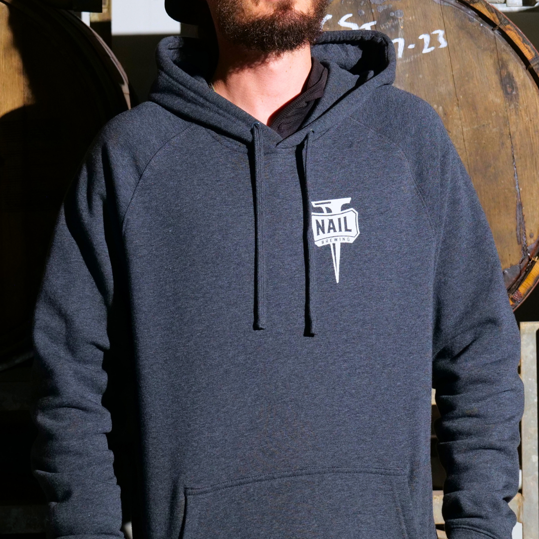 Nail Hoodie Grey - White logo